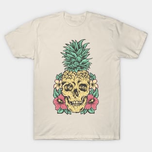 Summer Skull with Tropical Flowers T-Shirt